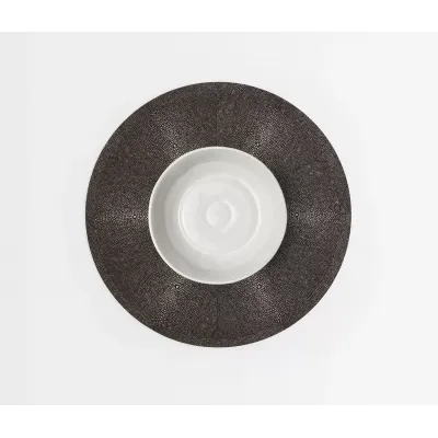 Henry Dark Mushroom, Round Placemat, Realistic Faux Shagreen, Pack of 2