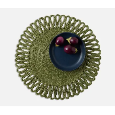 Teigan Olive, Floral Design, Round Placemat, Abaca, Pack of 4