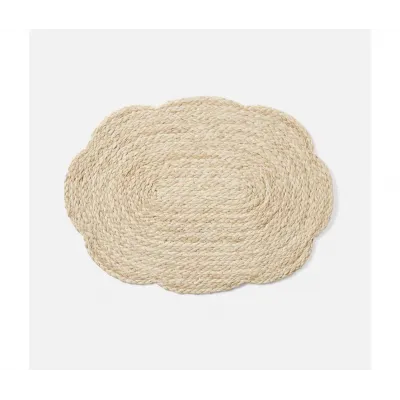 Vera Bleached, Flower Oval Placemat, Raffia, Pack of 4