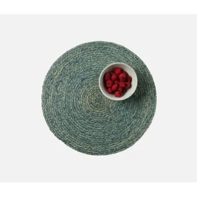 Zoey Teal, Round Placemat, Raffia, Pack of 4