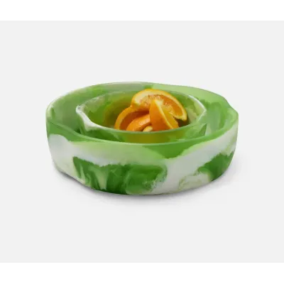 Beatrix Green Swirled, Serving Bowls, Resin, Set/2