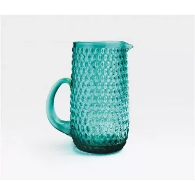Claire Teal Pitcher Hand Blown 93Oz