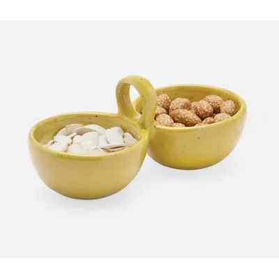 Desmond Chartreuse Salt Glaze, Snack Bowl, Stoneware, Double, Pack of 2