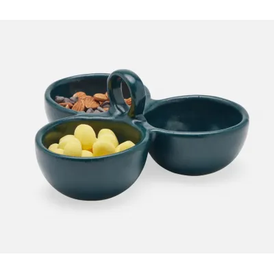 Desmond Midnight Teal, Snack Bowl, Stoneware, Triple