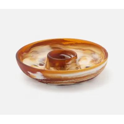 Hugo Amber Swirled, Chip and Dip Bowl, Resin