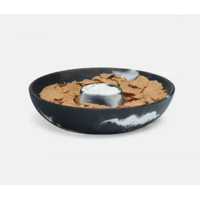 Hugo Black Swirled, Chip and Dip Bowl, Resin