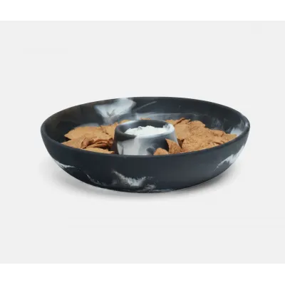 Hugo Black Swirled, Chip and Dip Bowl, Resin