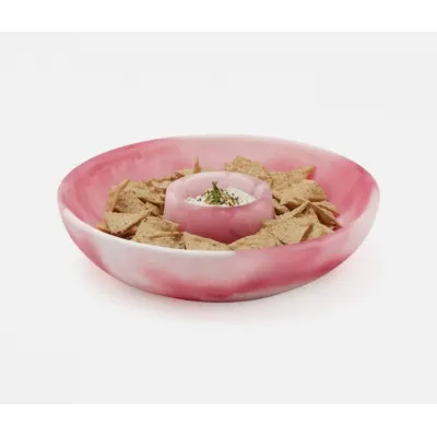 Hugo Pink Swirled, Chip and Dip Bowl, Resin