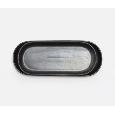 Marcus Black Glaze, Oblong Serving Platter, Stoneware, Small, Set of 2