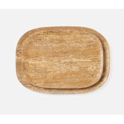 Rhea Noche, Serving Trays, Travertine, Set of 2
