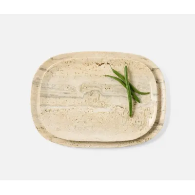 Rhea Silver, Serving Trays, Travertine, Set of 2