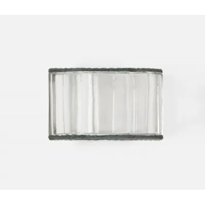 Arthur Dark Gray, Napkin Ring, Full-Grain Leather/Clear Glass Crystal, Boxed Set of 4