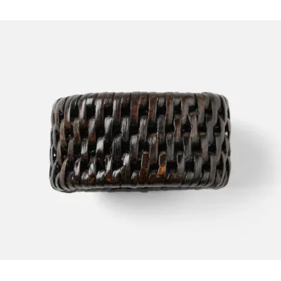 Brianne Polished Espresso, Napkin Ring, Rattan, Boxed Set of 4