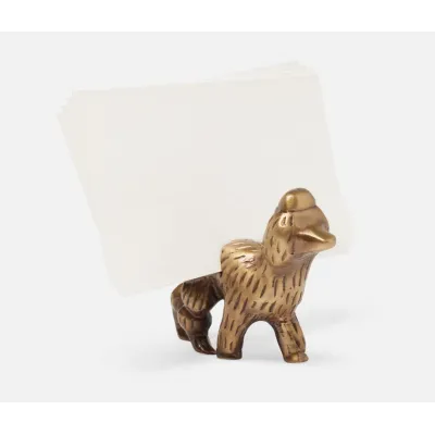 Gianluca Antique Brass Poodle Card Holder Metal Boxed, Set of 4