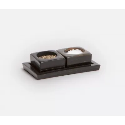 Lia Mixed Black Horn Pinch Bowls, Boxed Set