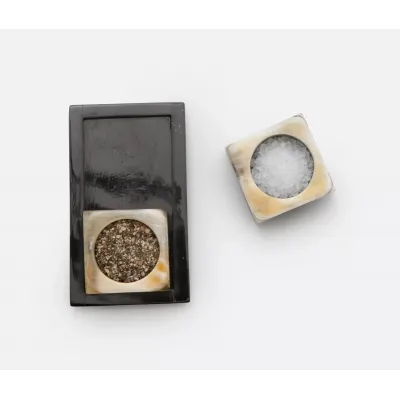 Lia Natural & Black Horn Pinch Bowls, Boxed Set