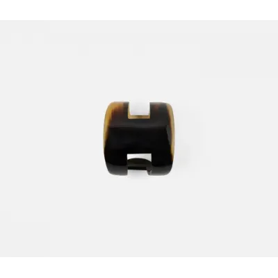 Luna Black/White Horn Napkin Ring, Boxed Set of 4