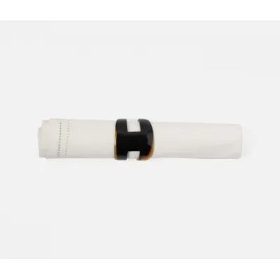 Luna Black/White Horn Napkin Ring, Boxed Set of 4