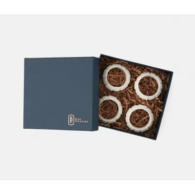 Marina White Sea Urchin, Napkin Rings, Boxed Set of 4