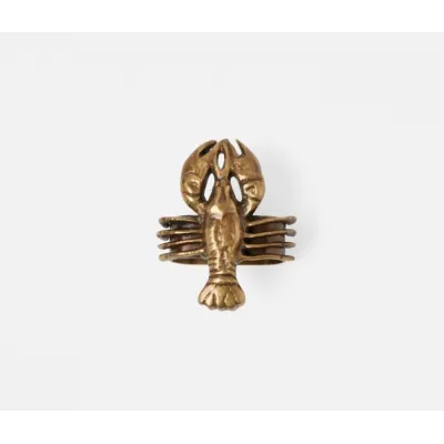 Marlin Antique Brass, Lobster Napkin Ring, Boxed Set of 4