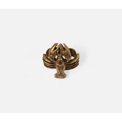 Marlin Antique Brass, Lobster Napkin Ring, Boxed Set of 4