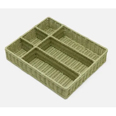 Micaela Mint Green, Flatware Holder, Rattan