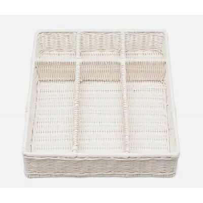 Micaela White, Flatware Holder, Rattan