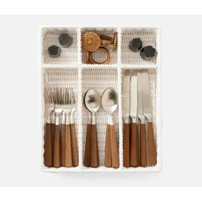 Micaela White, Flatware Holder, Rattan