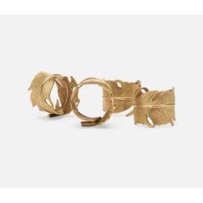 Neela Gold, Napkin Ring, Brass, Boxed Set of 4