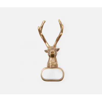 Rudolph Antique Brass, Reindeer Napkin Ring, Pack of 4
