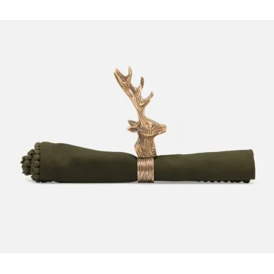 Rudolph Antique Brass, Reindeer Napkin Ring, Pack of 4