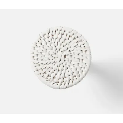 Tanya Polished White, Napkin Ring, Rattan, Boxed Set of 4