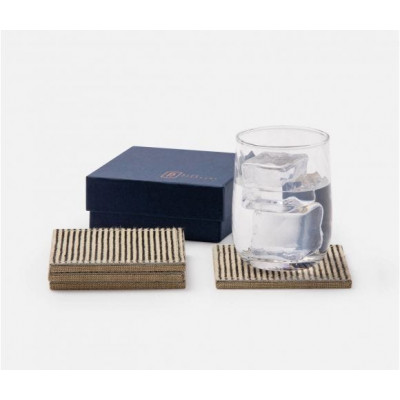 Arlo Brown Candy Striped Placemats and Coasters