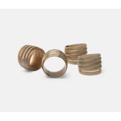 Azure Natural Horn Napkin Ring, Boxed Set of 4