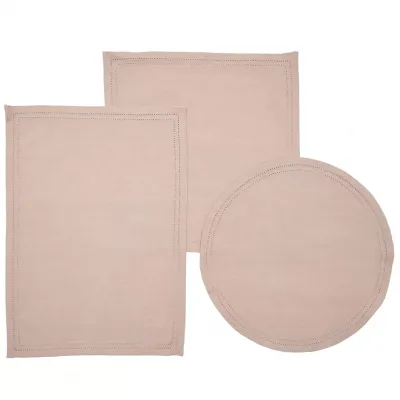 Betty Dusty Rose Double Eyelet Cocktail Napkin Cotton Canvas 10X10, Pack of 4