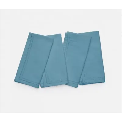 Betty Dusty Teal Double Eyelet Cocktail Napkin Cotton Canvas 10X10, Pack of 4