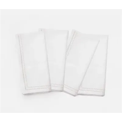 Betty White Cocktail Napkin W/ Double Eyelet 10X10, Pack Of 4