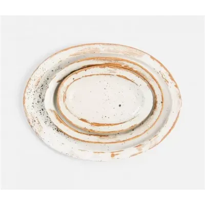 Dawson Large Rustic White Round Serving Bowl, Pack of 2