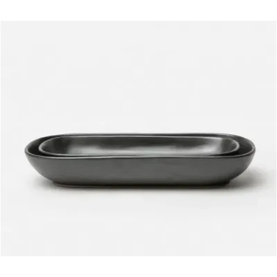 Marcus Black Glaze, Oblong Shallow Serving Bowl, Stoneware, Set/2