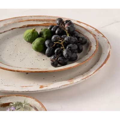 Dawson Large Rustic White Serving Platter, Pack of 2