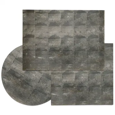 Odessa Antiqued Smoke, Round Placemat, Silver Leaf, Pack of 2