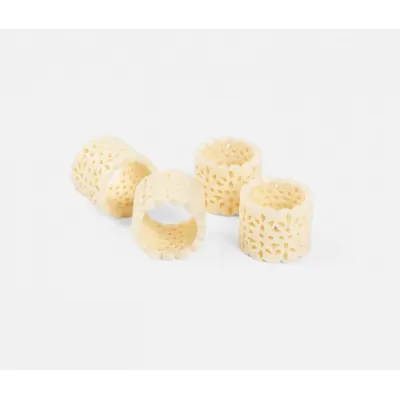 Poppy Ivory Resin Napkin Ring Boxed Set of 4