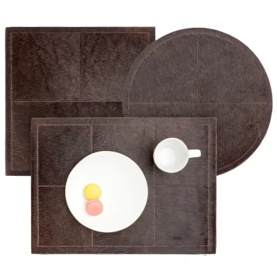 Tanner Dark Brown Hair-On Hide Placemats and Coasters