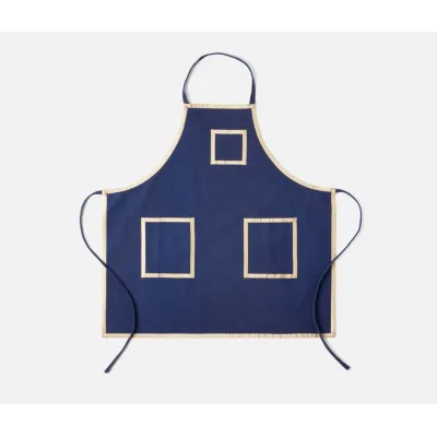 Mindy Navy With Champagne Trim Cotton Apron Adult Size