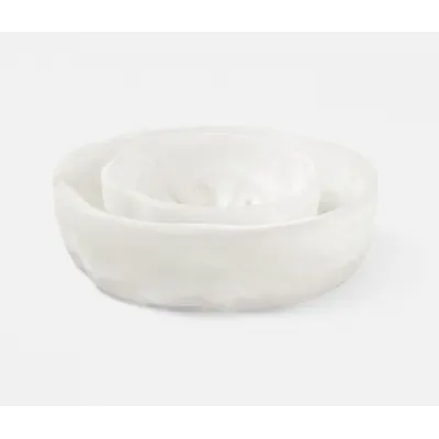 Beatrix White Swirled Resin Serving Bowls Set of 2