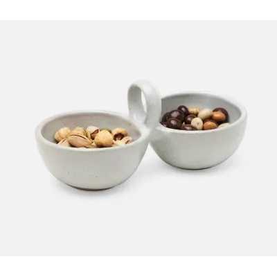 Desmond White Salt Glaze, Snack Bowl, Stoneware, Double, Pack of 2