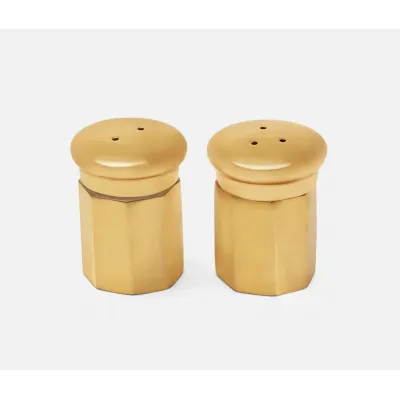 Duke Gold, Set of 2 Salt and Pepper Shakers, Metal, Boxed