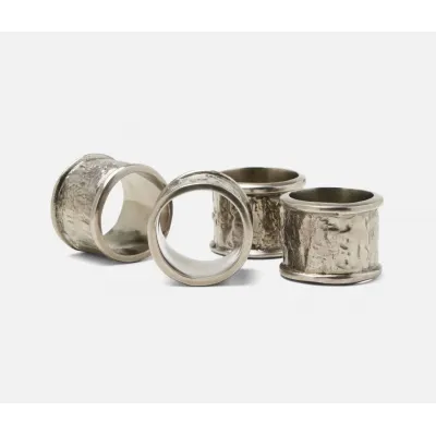 Melvin Antiqued Pewter, Napkin Ring, Brass, Boxed Set of 4
