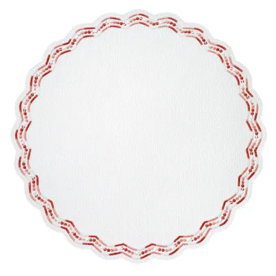 Belgravia Red 15" Round Placemats, Set of 4
