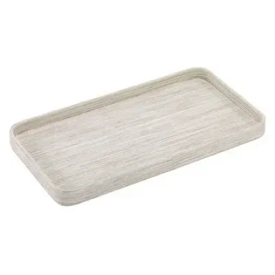Grasscloth Ecru Rounded Vanity Tray